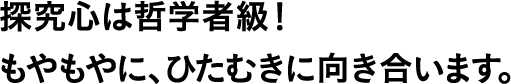 探究心は哲学者級!もやもやに、ひたむきに向き合います。
