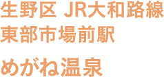 生野区 JR大和路線 東部市場前駅 めがね温泉