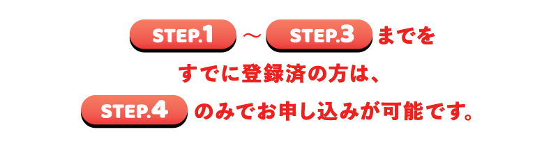 STEP.1〜STEP.3までをすでに登録済の方は、STEP.4のみでお申し込みが可能です。